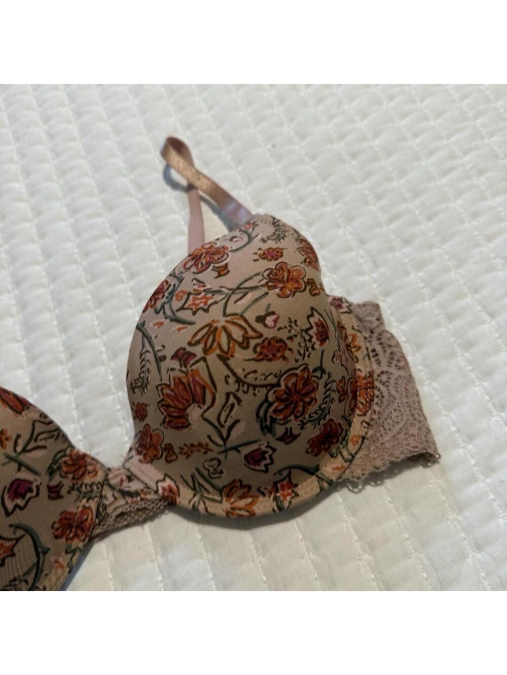 Jessica Simpson 36C Taupe Mauve With Flowers Bra Underwire Lined Floral - Picture 2 of 15